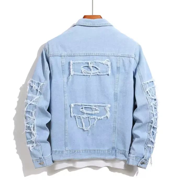 Veste en jean déchirée pour hommes