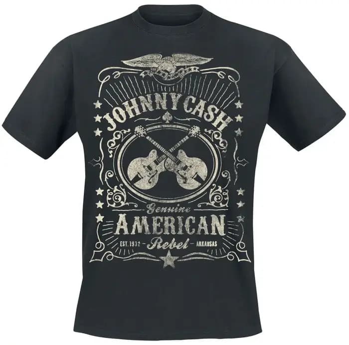T-shirt Johnny Cash Original Rock N Roll Rouge et Gris 2026 pour Hommes et Femmes, T-shirt Graphique