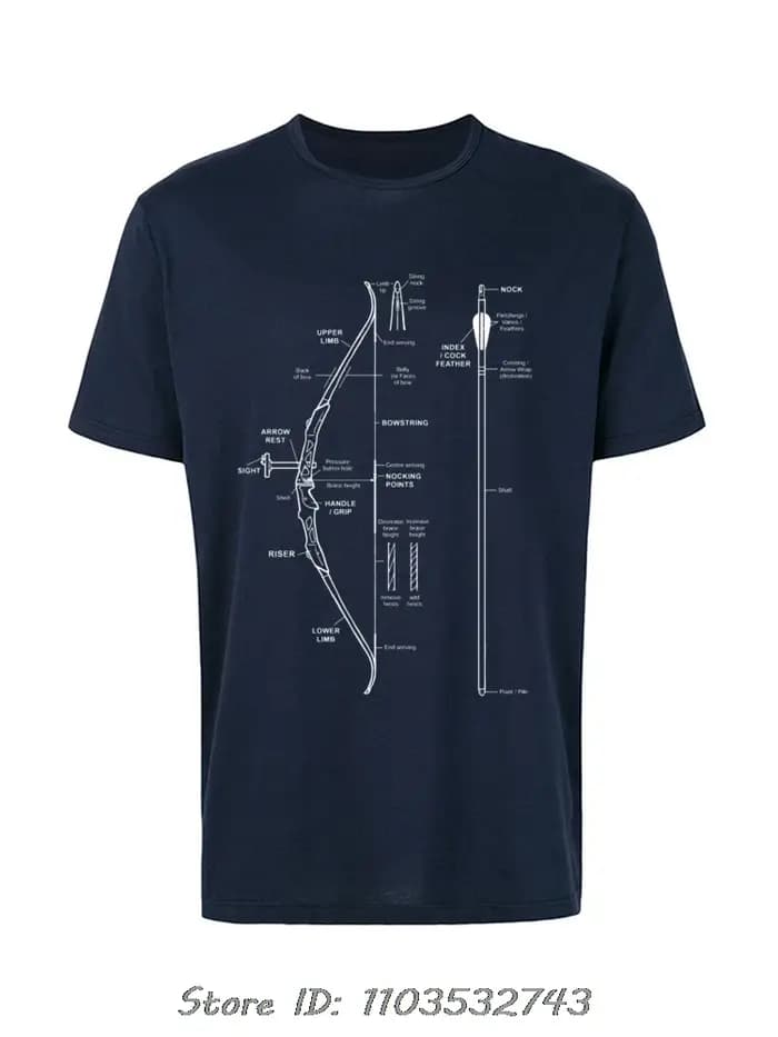 Illustration picturale image T-shirt arc composé tir à l'arc chasse anatomie hommes vêtements Fitness