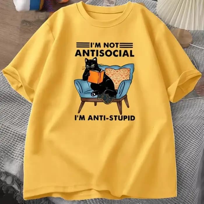 Chat drôle livre de lecture T-Shirts graphiques T-Shirts coton hommes vêtements col rond Meme manche