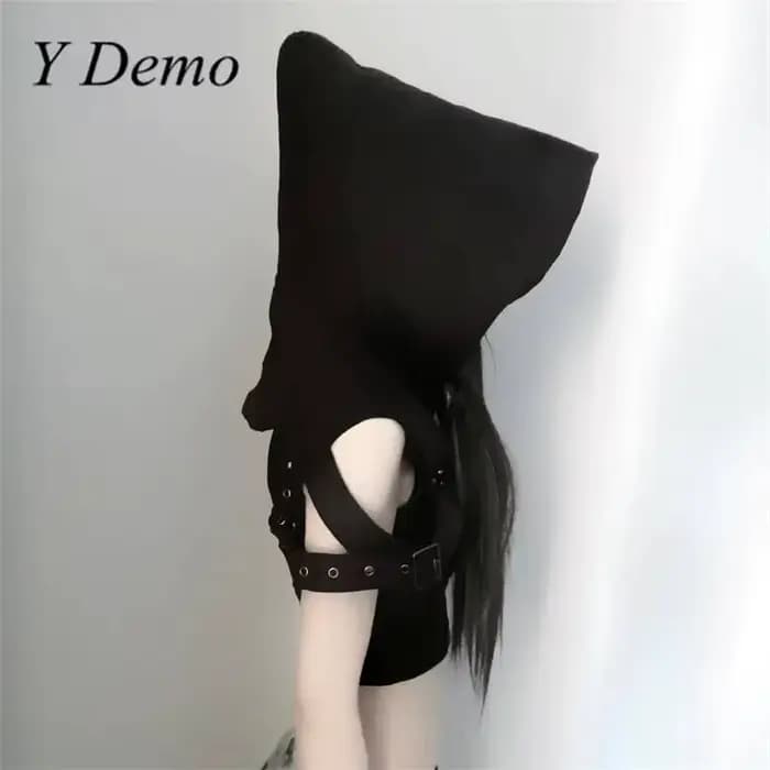 Y Demo Techwear-Sweat à capuche Ninja pour femme, RifibrSALE punk, bretelles zippées, costume de scène, cosplay, fête