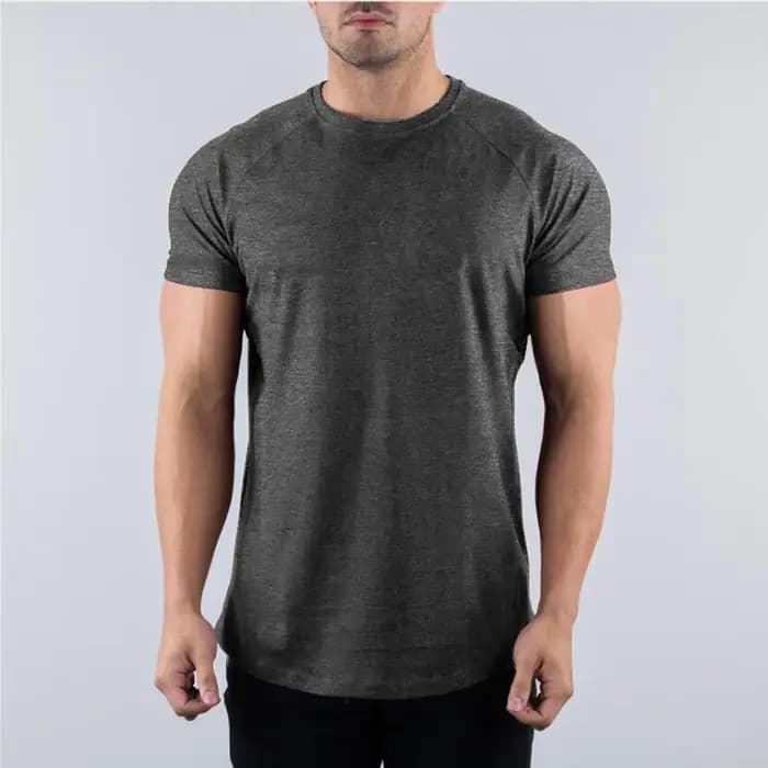Hommes été maigre T-Shirt style décontracté à manches courtes t-shirt mâle gymnase Fitness Sport cou