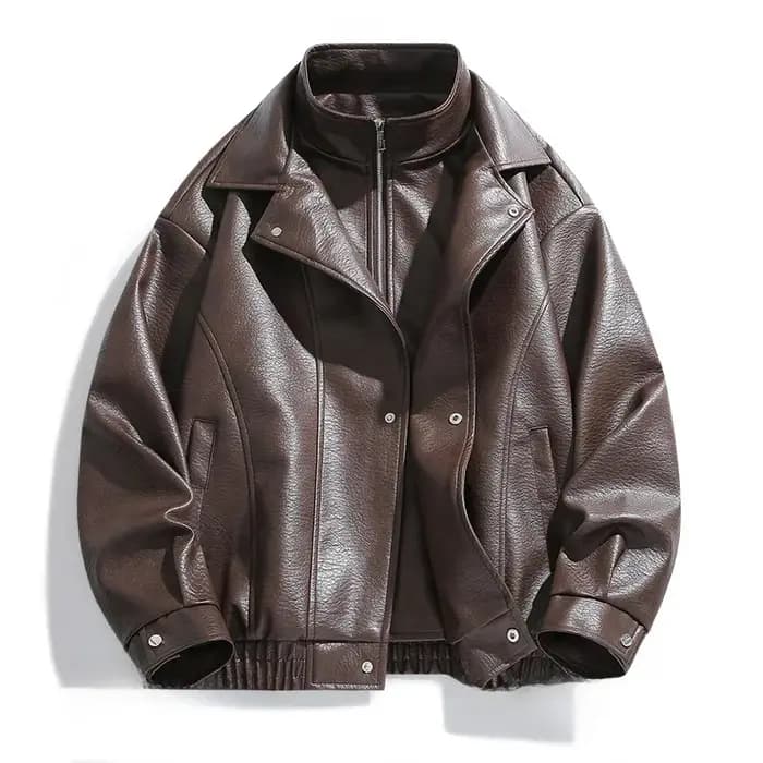 Veste en cuir décontractée pour hommes