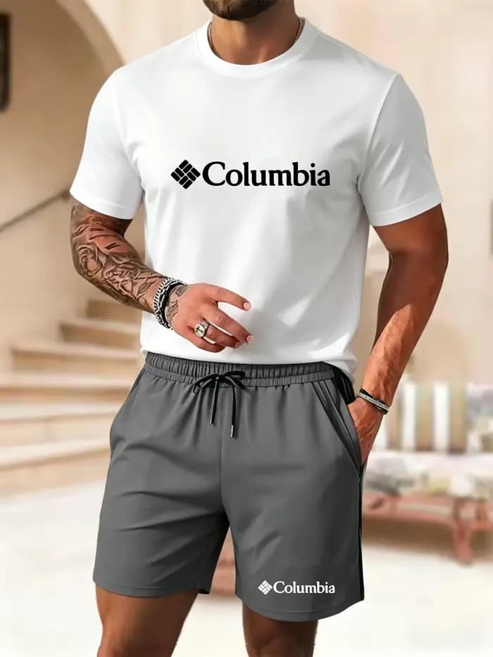 Nouvel ensemble short et t-shirt à manches courtes pour homme, imprimé tendance, 2 pièces, décontrac