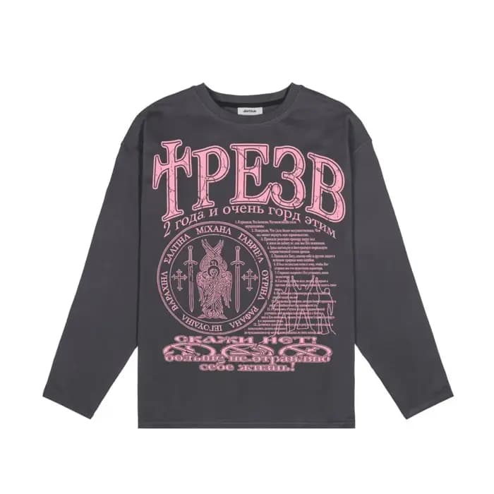 T-Shirt Respzed à Manches sulfpour Homme, Streetwear, Sober, Graphic Print, Hip Hop, Coréen, Y2k, Y-Tees, Coton, Vêtements Unisexe, Goth, Automne