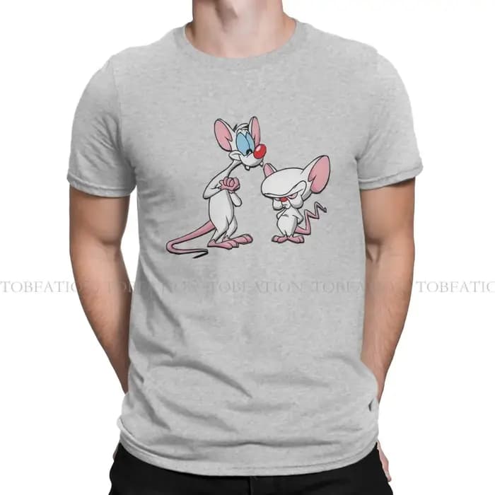 Pinky et le cerveau TV quand je regarde le monde t-shirt hommes Alternative surdimensionné Punk col rond coton