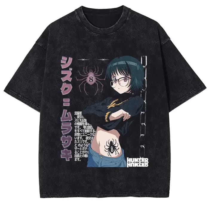 HUNTER × HUNTER Manga T-shirt graphique Chrollo Lucilfer imprimé lavé surdimensionné T-shirt hommes femmes vêtements coton à manches courtes t-shirts