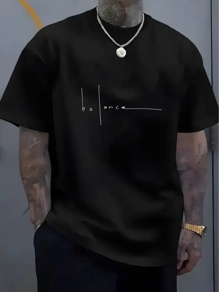 T-shirt imprimé pour homme - 100% coton - Motif lettres