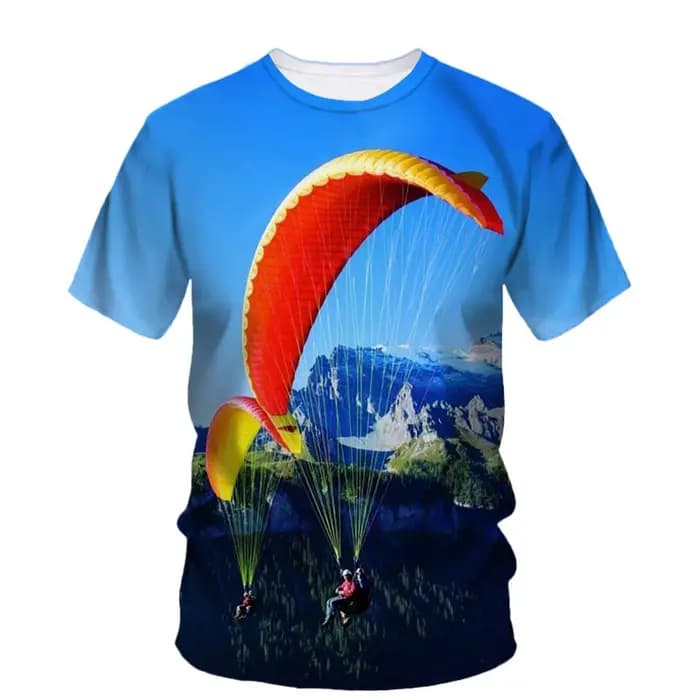 3d imprimé Parachute parapente T-Shirt pour hommes été mode rue t-shirts classique col rond grande taille à manches