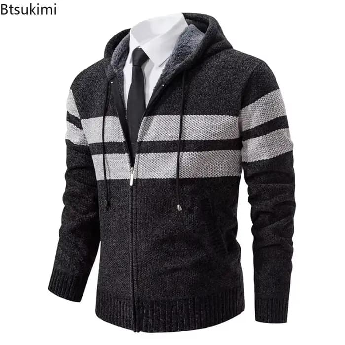 Nouveau 2026 hommes à capuche Cardigans pull manteaux tricoté