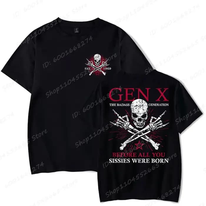 Drôle Gen X la génération Badass surélevée par des crânes T-Shirt à manches courtes T-shirts hommes haut