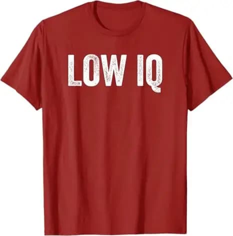T-shirt humoristique et sarcaste sur le thème des memes 'Faible QI', style Y2K, streetwear personnalisé, unisexe, avec lettrage et citation de blague