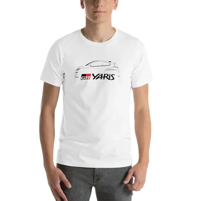 GR Yaris Silhouette-T-Shirt noir homme T-Shirt coton haute qualité