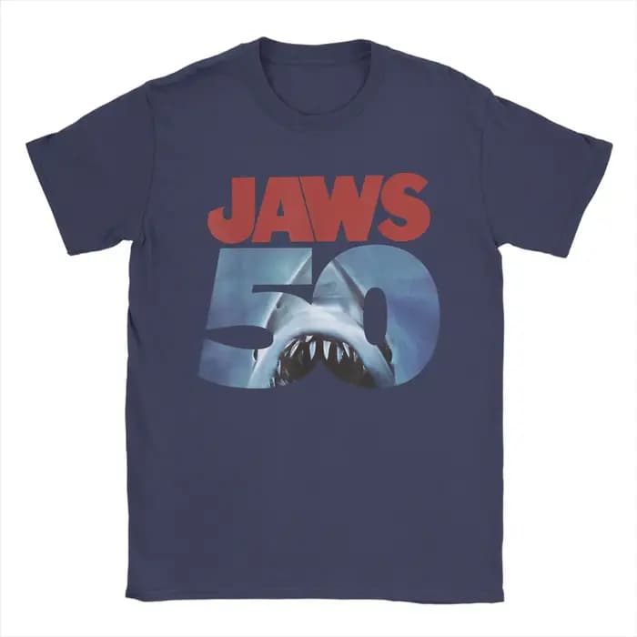 Mâchoires 50th anniversaire Logo film graphique T-Shirt hommes coton créatif