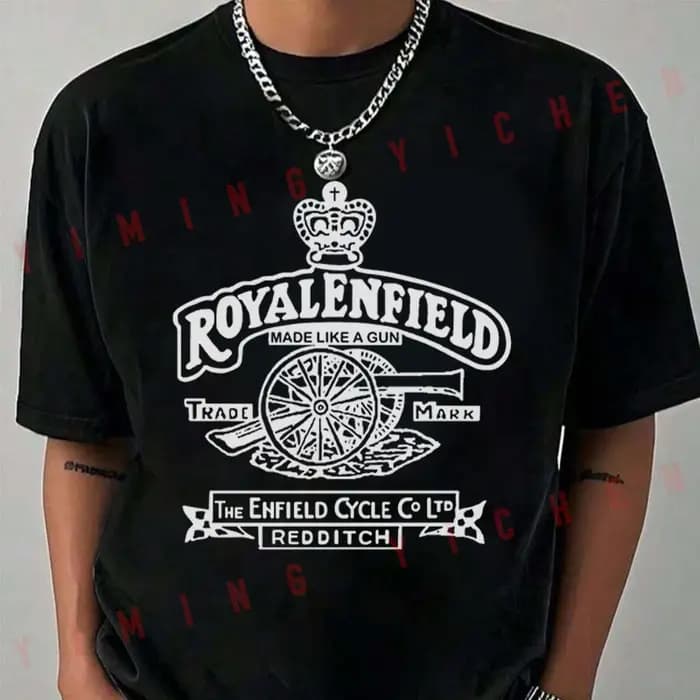 T-shirt unisexe rétro vintage classique Royal Enfield avec logo pistolet