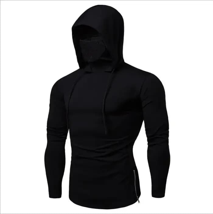 2025 Hommes Cagoule Sweat à capuche zippé Hiver Chaud Sweat-shirt décontracté avec masque facial