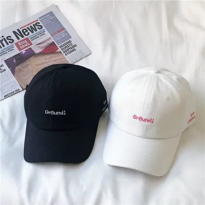 Casquette de baseball beige de style coréen pour femmes et hommes - Été lettre broderie rue Snapback chapeau de soleil étudiant décontracté capote unisexe