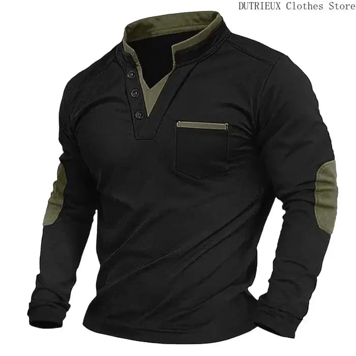 Sweat à capuche décontracté à col en V rétro pour hommes