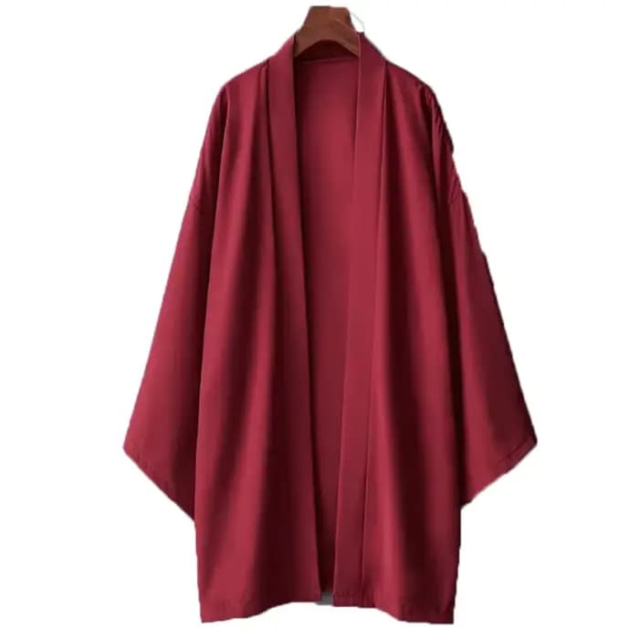 Cardigan à manches longues pour hommes, couleur unie, chemise Kimono longue, vêtements traditionnels