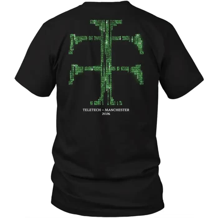 Teletech Manchester 2026 T-shirt imprimé au dos Techno Rave Electronic Music surdimensionné unisexe à manches courtes en coton avec motif graphique