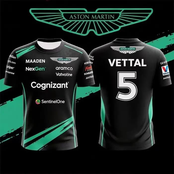 T-shirt Aston Martin pour homme, combinaison de course Fernando Alonso 14, T-shirt respirant, T-shirt à séchage rapide Vettel 5, T-shirt Stroll 18