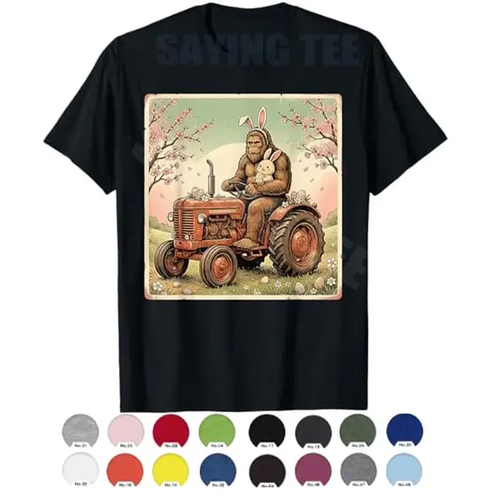 T-shirt Y2K esthétique mignon avec motif et message humoristique, thèmes Pâques, Bigfoot, Lapin, Tra