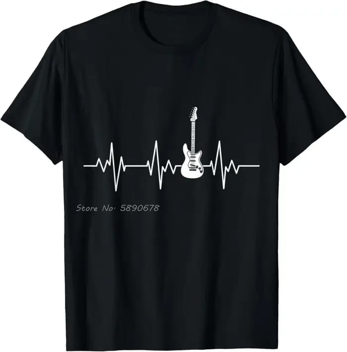 T-shirt en coton guitariste guitare électrique battement de coeur Rock musique cadeau surdimensionné
