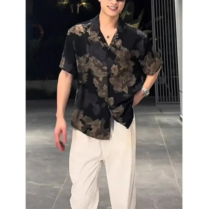 Marque à la mode belle rue frit rétro Hong Kong Style chemise hommes