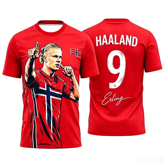 2026 Erling Haaland No # 9 Maillot de football norvégien T-shirt de sport pour homme Hauts à manches courtes Vêtements