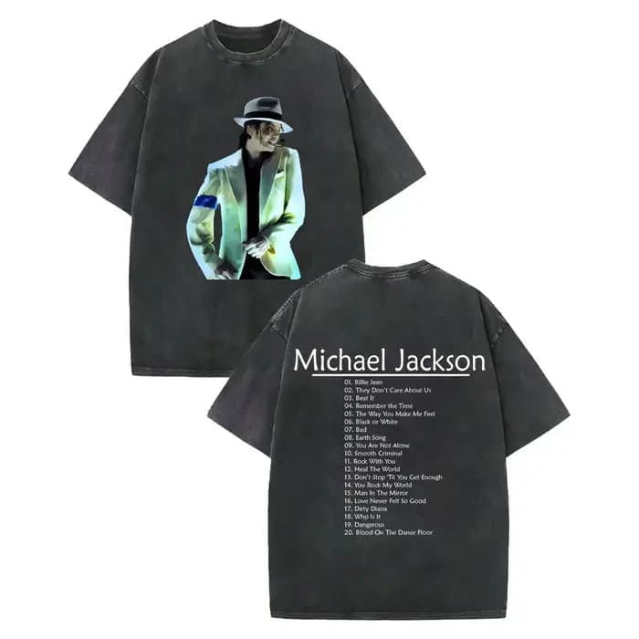 Vintage lavé Michael Jackson graphique T-shirts hommes femmes Harajuku Rock vêtements T-shirts mode
