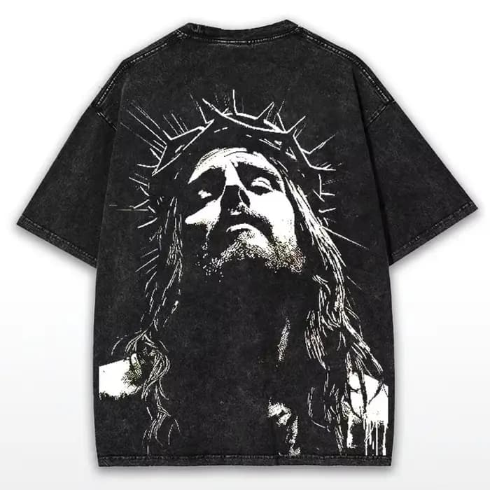 T-shirt surdimensionné couronne d'épines: imprimé Grunge jésus-Faithcore Streetwear