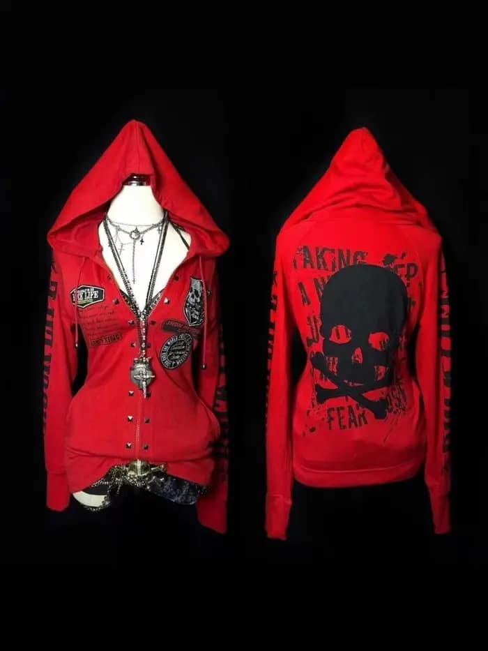 Nouvelle veste à capuche Y2K punk rétro américaine 2026