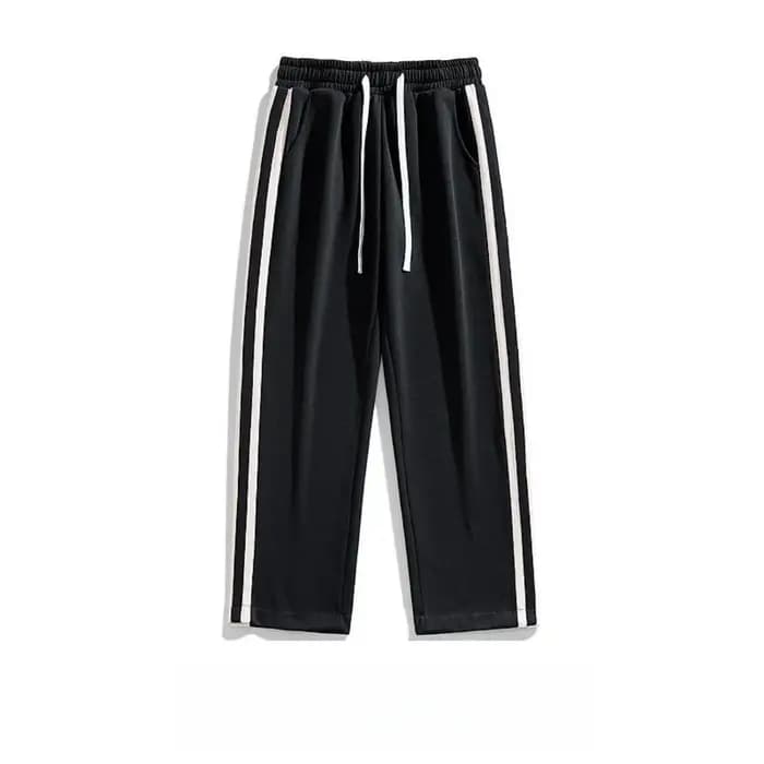 Nouveau Pantalon de jogging streetwear rayé pour femme, coupe droite ample, taille haute élastique,