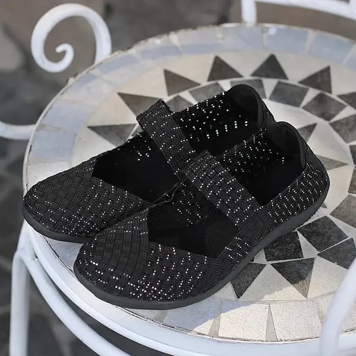 Femmes tissé baskets sans lacet plat femme chaussures de sport antidérapant doux femme chaussures d'été loisirs mocassins noir Sneaker grande taille