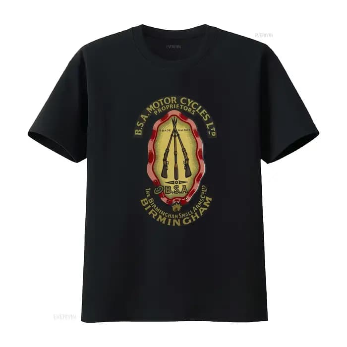 T-shirt noir vintage BSA Motorcycles pour homme