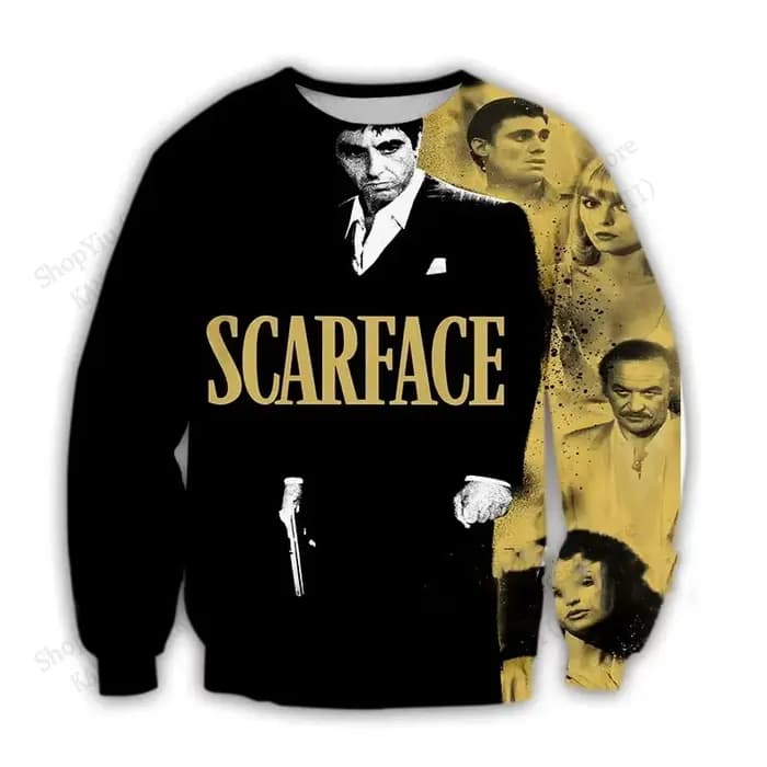 Nouveau film Scarface T-shirt à manches longues Tony Montana impression 3d