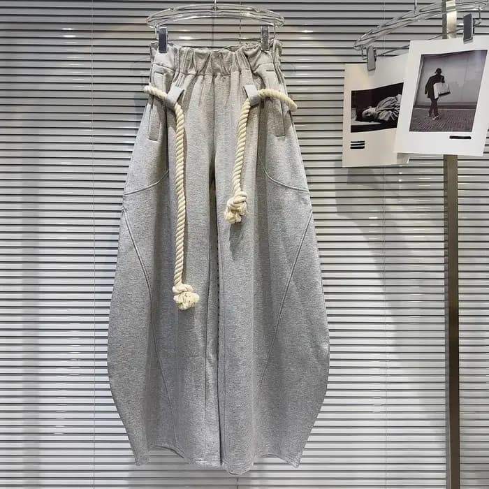 Nouveau pantalon décontracté ample à jambes larges en corde de chanvre tressée personnalisée pour femme 2026
