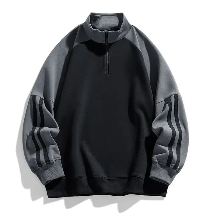 Sweat à capuche ample à fermeture éclair pour hommes, tendance printemps-automne, col bloc de couleu