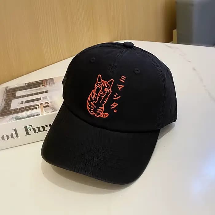 Casquette de baseball brodée de chat pour femme