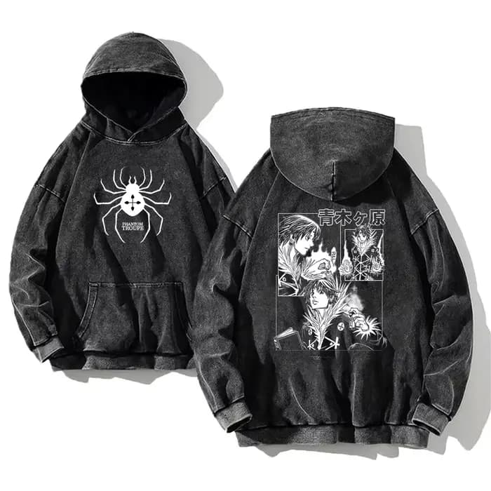 HUNTER × HUNTER Manga sweat à capuche graphique Chrollo Lucilfer lavé surdimensionné Streetwear manc
