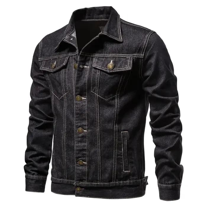 2025 automne Hommes solide Denim vestes mode moto Vintage jean vestes Hommes coupe ajustée coton déc