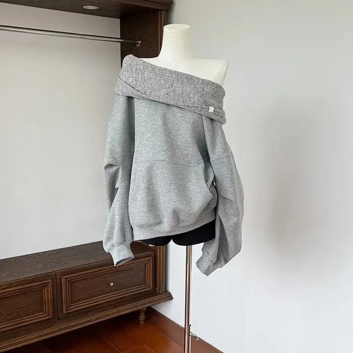 Super Dalian sweat à capuche épaules dénudées pull à capuche épaule Y2K ample décontracté confortabl