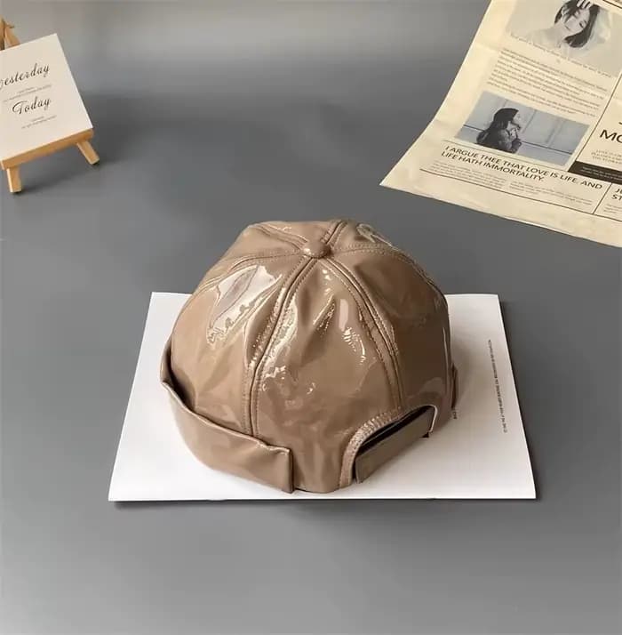 Casquette béret en faux cuir pu pour hommes et femmes