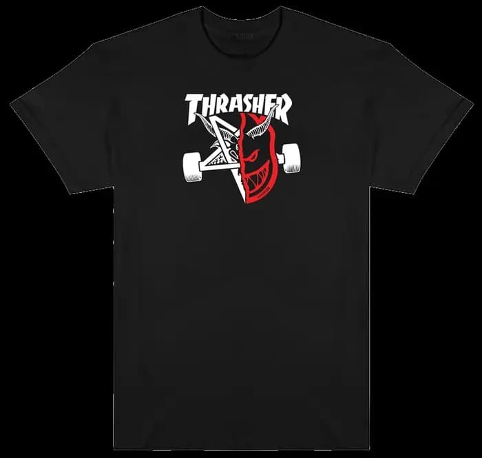 T-shirt en coton avec image graphique de la marque Thrash & Burn Skateboard Magazine Street Trends,