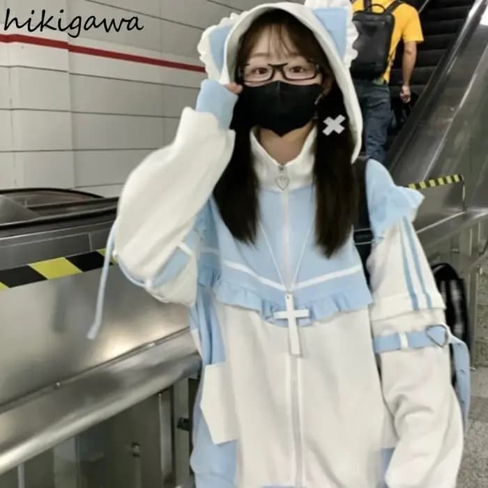 Vestes à capuche japonaises Y2k