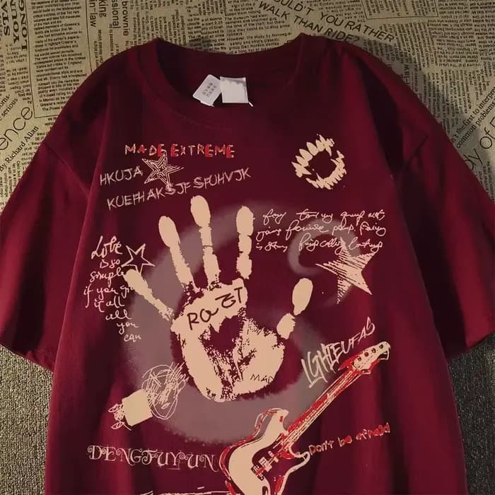 T-shirt à manches courtes et col rond pour hommes/femmes, Vintage américain, coréen Inst, nouveau haut d'été