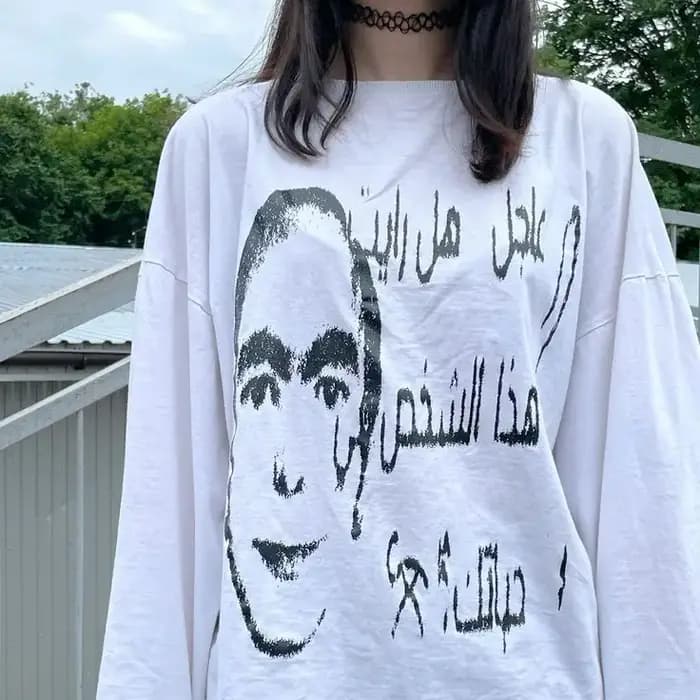 Millennium y2k Shibuya Harajuku sous-culture gothique foncé Style Punk T-shirt à manches longues en pur coton avec haut imprimé personnalisé