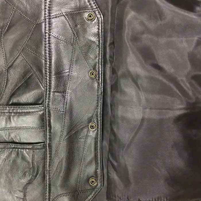 Gilet de motard en similicuir noir réglable avec lacets latéraux pour homme