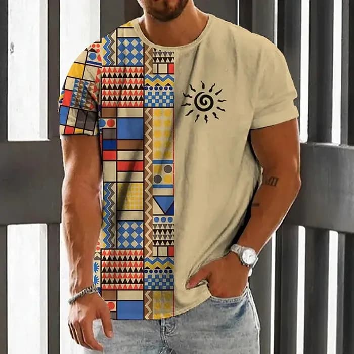 Vintage Style ethnique hommes T-Shirt mode d'été 3D imprimé
