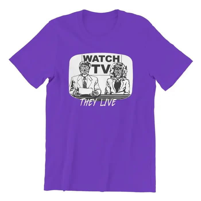 T-shirt graphique vintage pour hommes, regarder la télévision, They Live, film Halloween rétro, John
